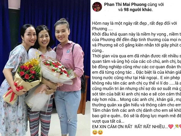Sau một tháng điều trị ung thư phổi, Mai Phương đã được bác sĩ cho xuất viện