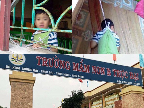 Xác minh hình ảnh bé trai 4 tuổi bị nhốt ở phòng học, buộc dây, treo lên cửa sổ