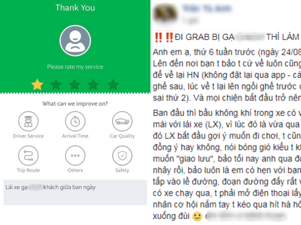 Hà Nội: Cô gái "tố" tài xế Grab quấy rối, trả 1 triệu đồng ép khách đi chơi cùng