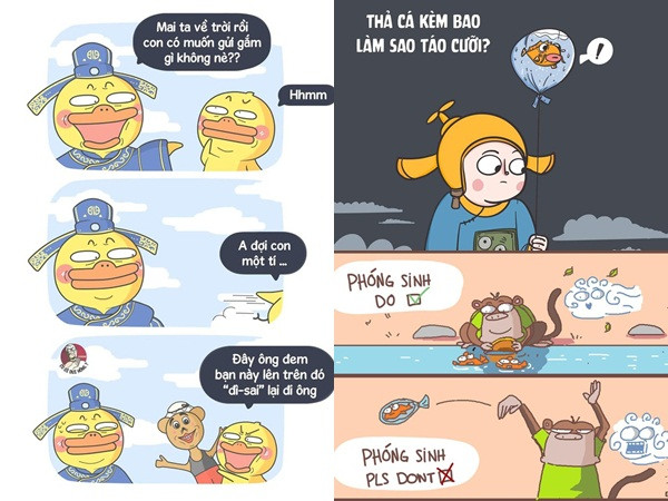 Dân mạng hào hứng chế ảnh ngày thả cá chép tiễn ông Táo về trời