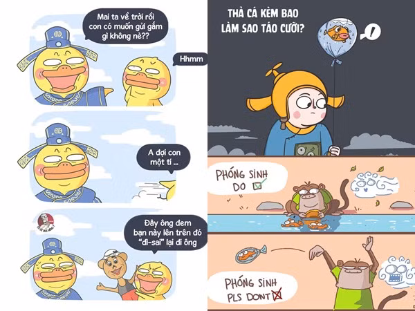Dân mạng hào hứng chế ảnh ngày thả cá chép tiễn ông Táo về trời