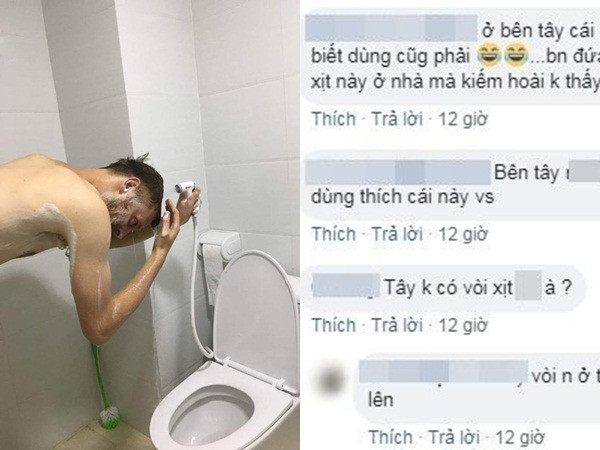 Trai Tây dùng vòi xịt bồn cầu gội đầu: "Sao người Việt lắp vòi sen thấp thế?"