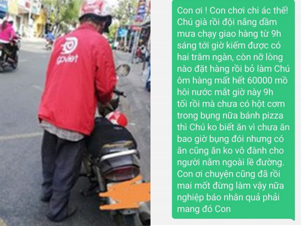 Bị "bom" chiếc bánh pizza 60K, bác tài nhắn lại một tin khiến ai cũng xót: "Con chơi chi ác thế"