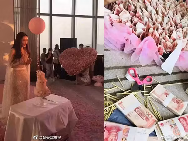 Thanh niên chơi trội lấy hơn 1 tỷ tiền mặt gấp hoa làm quà sinh nhật tặng bạn gái