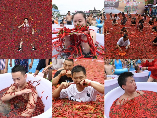 Đổ xô đi thi ăn ớt trong cái nóng 40 độ
