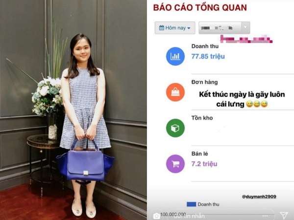 Tập tành kinh doanh, bạn gái Duy Mạnh khoe doanh thu 1 ngày khiến nhiều người "choáng"