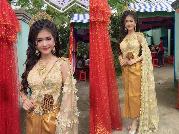 Cô dâu Khmer xinh đẹp, lại đeo đầy vàng khiến dân mạng phát cuồng