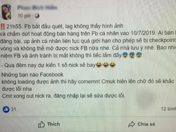 Thông tin cấm bán hàng online trên Facebook cá nhân là giả mạo