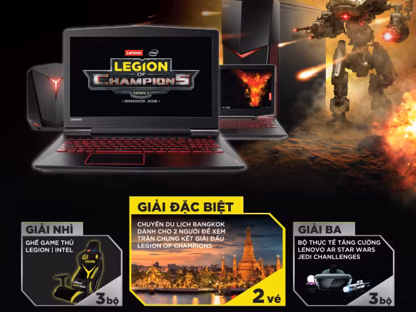 Cơ hội vi vu Bangkok cùng nhiều giải thưởng hấp dẫn với Lenovo Legion