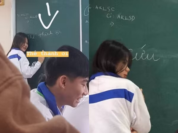 Lên bảng giải bài tập, nữ sinh "kêu cứu" đứa bạn bên dưới khiến dân mạng cười ngất