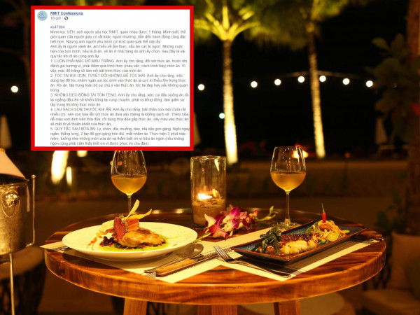 Cô nàng ngán ngẩm với 5 quy tắc khe trên bàn ăn của chàng người yêu RMIT giàu có