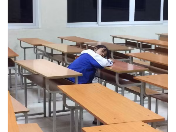 Chân lí “đừng ngủ khi lũ bạn còn thức” quả là không sai vào đâu với cô bạn này