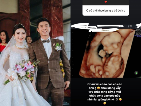 Vợ Phan Văn Đức khoe ảnh con đầu lòng, tiết lộ em bé có sống mũi cao giống bố
