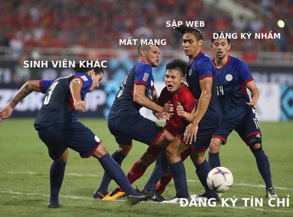 Dân mạng thích thú "mượn" ảnh Quang Hải bị Philippines "ép bốn" để chia sẻ nỗi khổ riêng