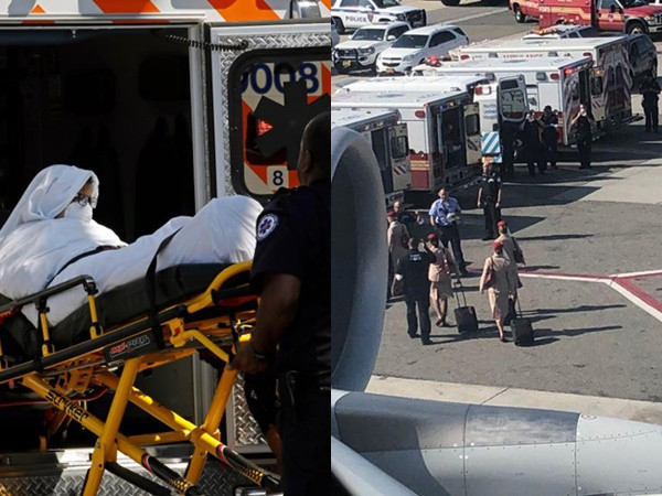 Hàng trăm hành khách vừa đáp xuống sân bay lập tức phải đến bệnh viện