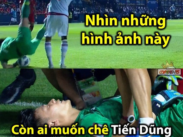 Cư dân mạng chế ảnh thủ môn Bùi Tiến Dũng lăn xả trong trận hòa U23 UAE