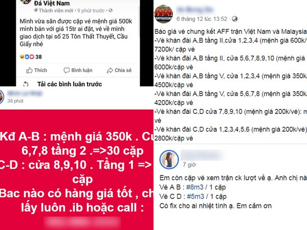 "Chợ vé online" trận chung kết Việt Nam - Malaysia sôi nổi, ngoài tầm kiểm soát