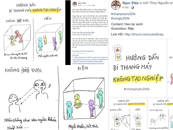 "Bá đạo" như cộng đồng mạng: Truyền tay nhau "Hướng dẫn đi thang máy không tạo nghiệp"