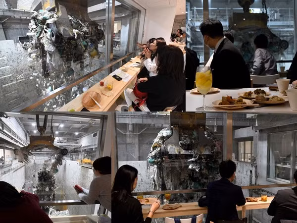 Vừa ăn vừa nhìn rác tại nhà hàng đặt giữa bãi xử lý phế liệu ở Nhật