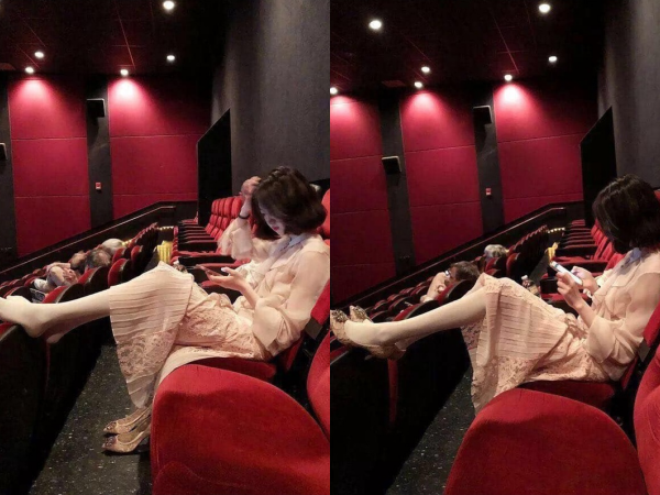 Cô gái đi xem phim gác chân lên ghế nhưng vẫn có người bênh: "Em đẹp em có quyền"?