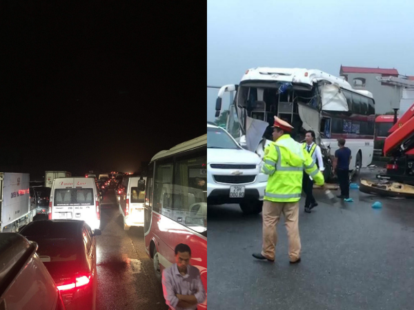 4 vụ tai nạn liên tiếp, cao tốc Pháp Vân - Cầu Giẽ ùn tắc nghiêm trọng suốt 7 tiếng