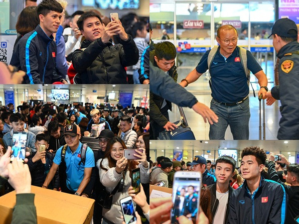 Các cầu thủ U23 Việt Nam vẫn được người hâm mộ chào đón sau thất bại