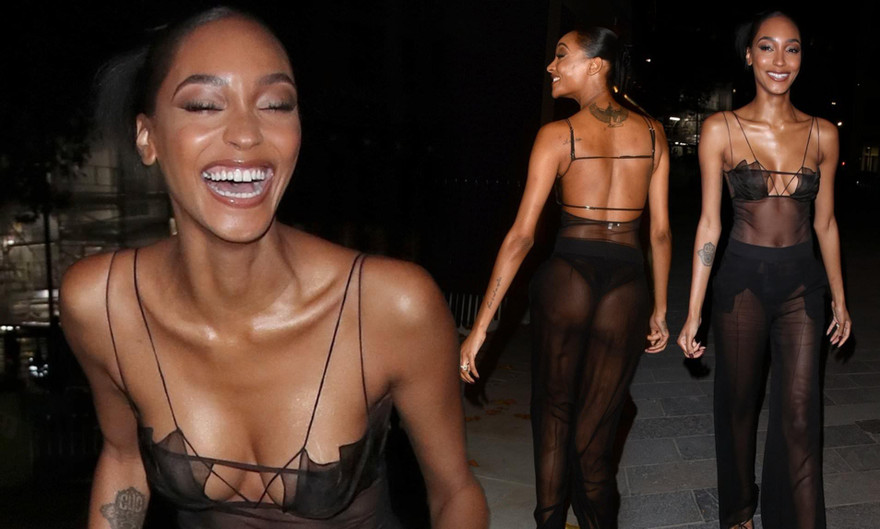 Siêu mẫu Jourdan Dunn mặc xuyên thấu táo bạo đi sự kiện