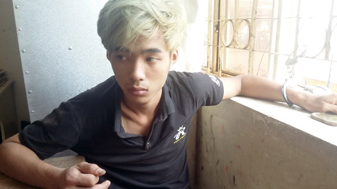 Đối tượng Nguyễn Văn Mạnh tại cơ quan công an