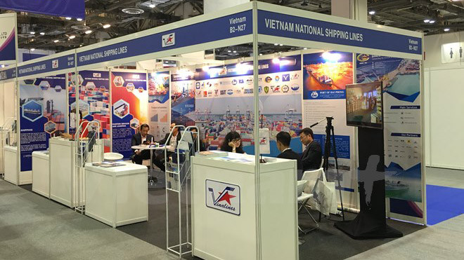 Gian hàng của Vinalines tại triển lãm Hàng hải Châu Á