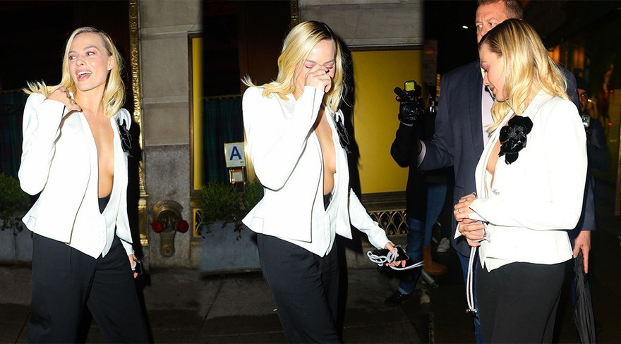 Margot Robbie áo xẻ sâu bất tận, khoe vòng 1 táo bạo