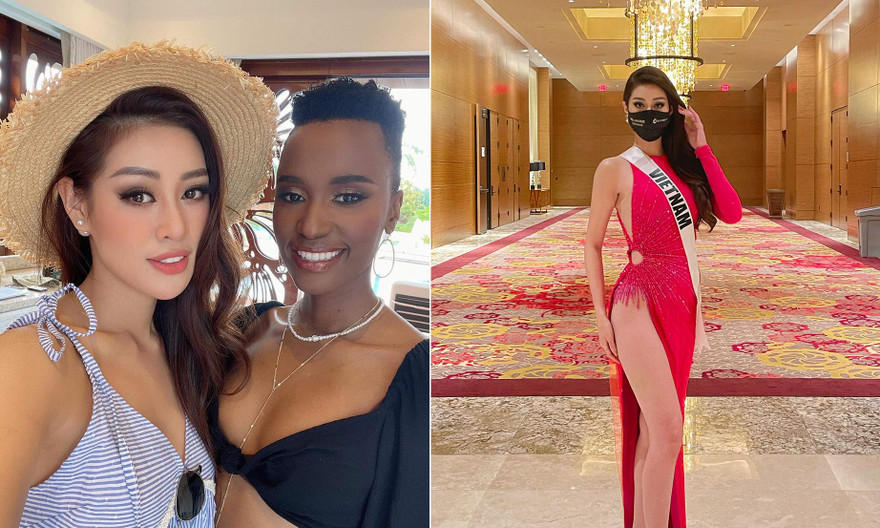 Khánh Vân là một trong ba thí sinh được chọn quay clip cùng Hoa hậu Hoàn vũ Zozi Tunzi