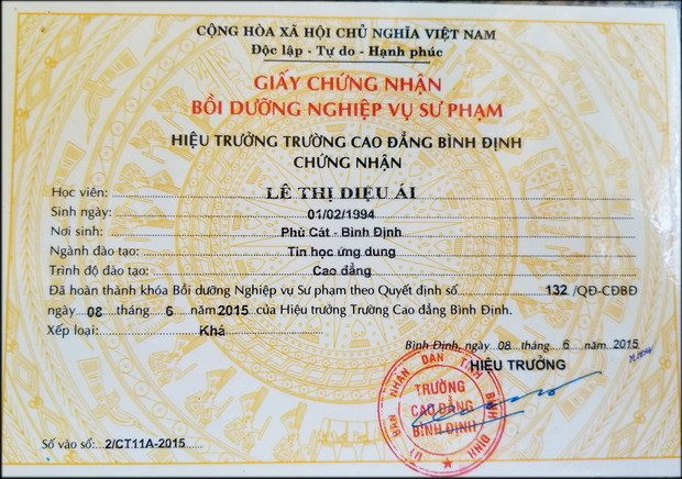 Giấy chứng nhận bồi dưỡng nghiệp vụ sư phạm do Trường CĐ Bình Định cấp không đúng quy định của Bộ GD&ĐT về tiêu chuẩn, điều kiện tham gia dự tuyển viên chức ngành giáo dục.