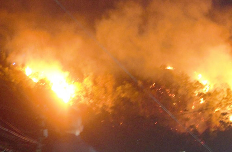 Hiện trường vụ cháy rừng trên núi Bà Hỏa ở TP Quy Nhơn, Bình Định. Ảnh: VTC News