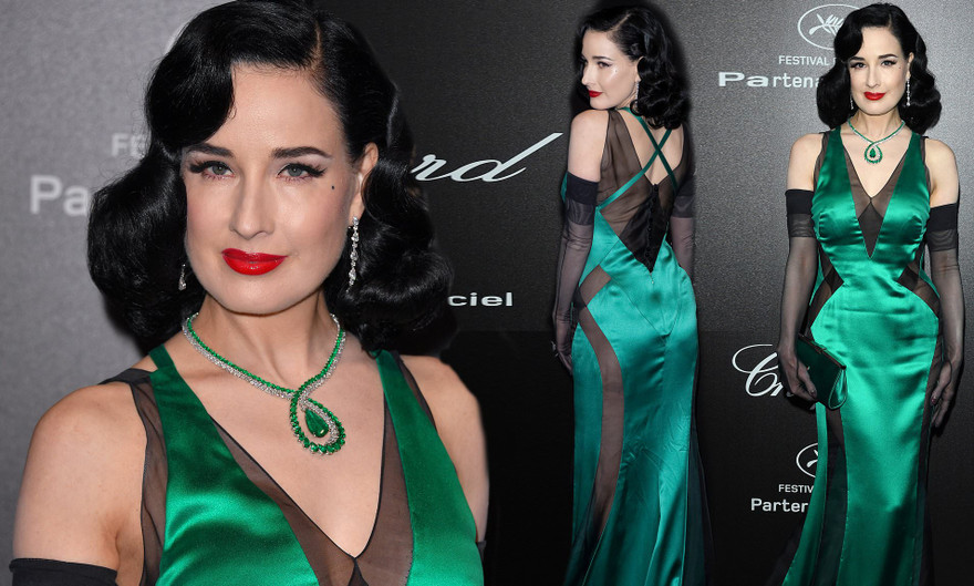 Vũ nữ thoát y Dita Von Teese khoe dáng đồng hồ cát quyến rũ ở Cannes