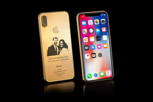 iPhone X phiên bản siêu sang có in hình vợ chồng Hoàng tử Anh Harry. 