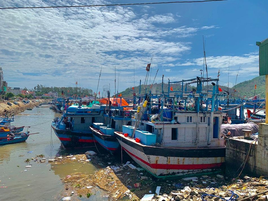 Tàu thuyền neo đậu tại cảng cá Phổ Quang, thị xã Đức Phổ (Quảng Ngãi).