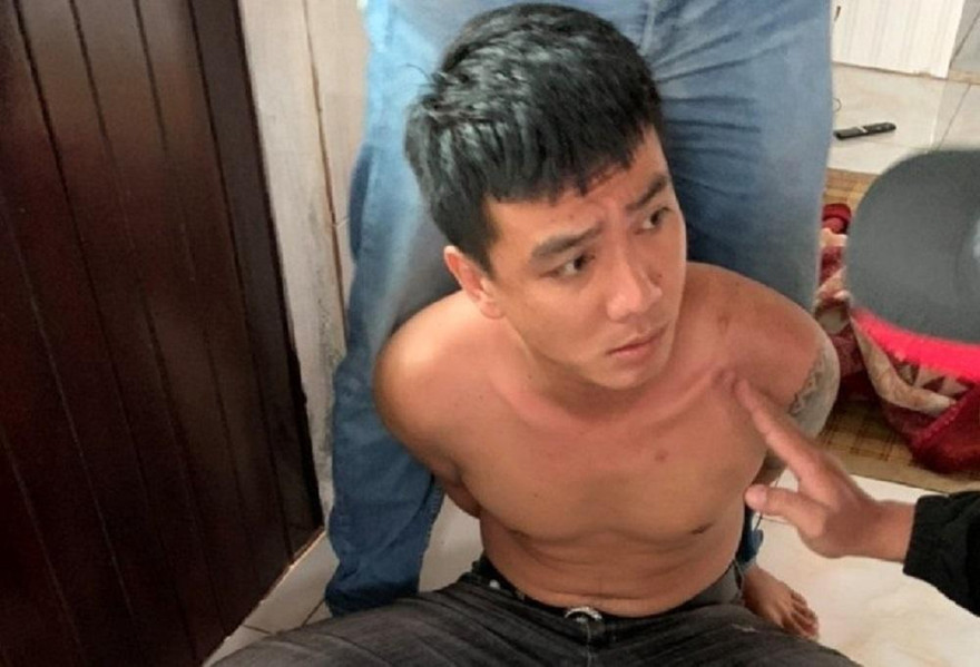 Đối tượng Đặng Thanh Quý thời điểm bị bắt giữ sau khi nổ súng vào quán cà phê khiến 2 người bị thương. (Ảnh: L.P)