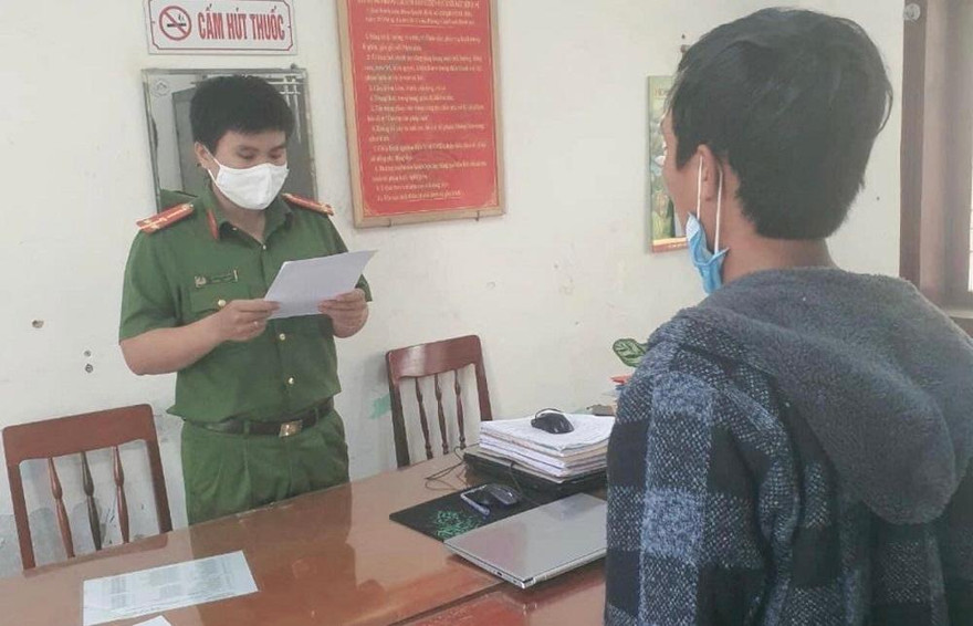 P.N.Đ. tại cơ quan Công an. Ảnh: CA