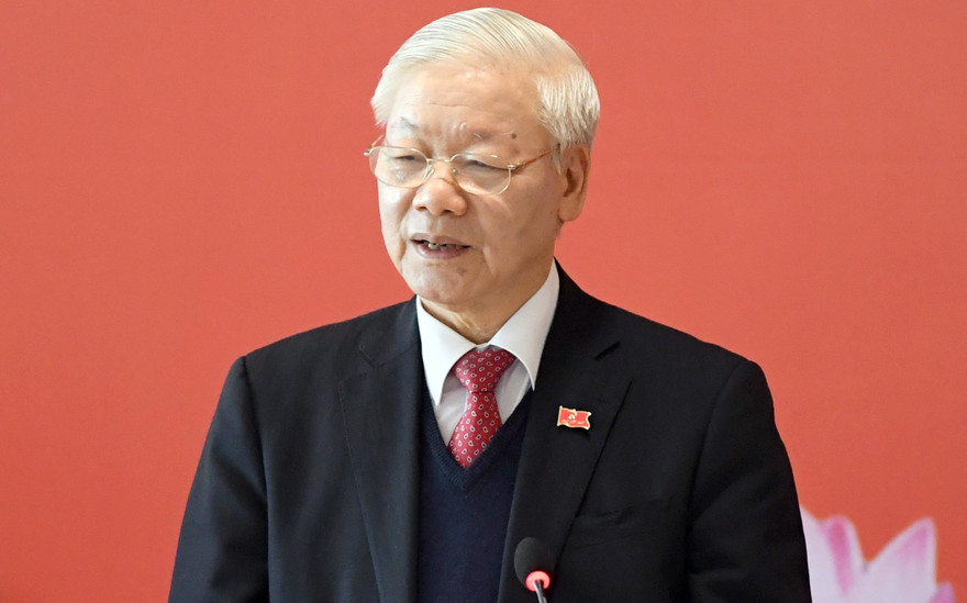 Tổng Bí thư, Chủ tịch nước Nguyễn Phú Trọng chủ trì họp báo quốc tế. (Ảnh: Như Ý)