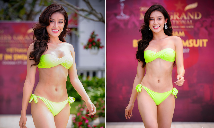 Huyền My mặc bikini, 'đọ' sắc vóc nóng bỏng với thí sinh Miss Grand