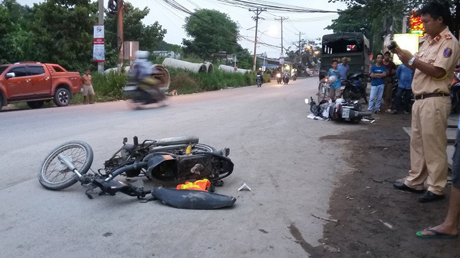 Hiện trường một vụ tai nạn ở TPHCM vào ngày 29/4.