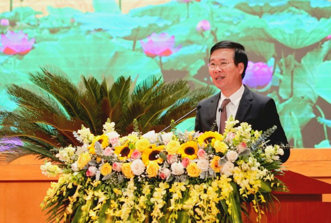 Ông Võ Văn Thưởng, Ủy viên Bộ Chính trị, Bí thư Trung ương Đảng, Trưởng Ban Tuyên giáo Trung ương dự và phát biểu chỉ đạo tại hội nghị.