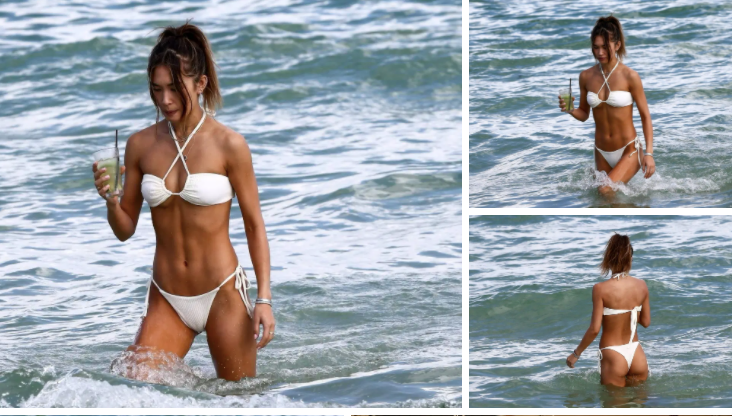 Chân dài 9x sexy ngất ngây với bikini ở biển