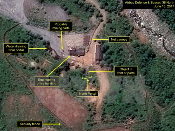 Bãi thử hạt nhân ngầm Punggye-ri của Triều Tiên. (Nguồn: 38 North/TTXVN)