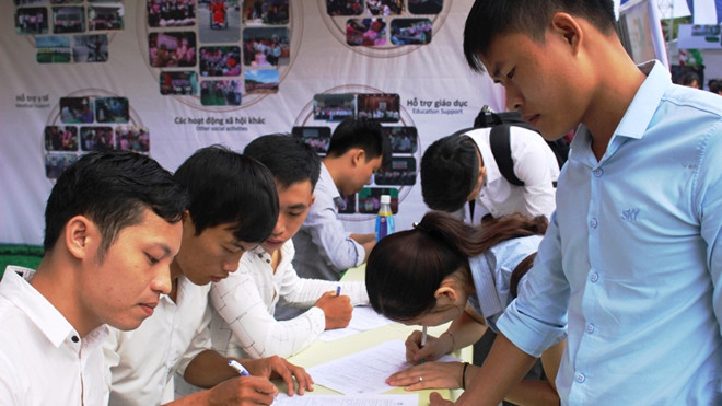 Tại ngày hội lần này, nhiều sinh viên có cơ hội tìm được việc làm ngay trước khi ra trường