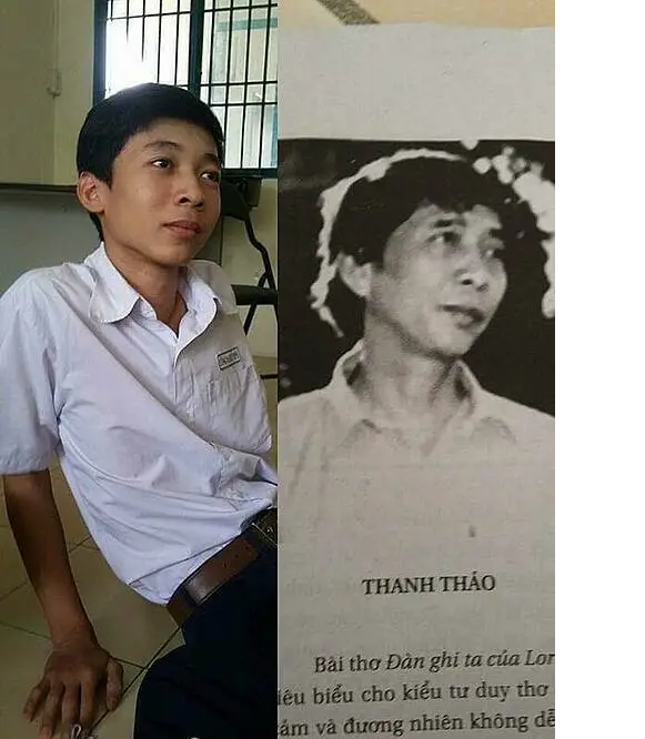 Từ tỷ lệ khuôn mặt, đôi mắt cho đến cách tạo dáng đều có sự giống nhau khá lớn giữa nam sinh và nhà thơ Thanh Thảo.