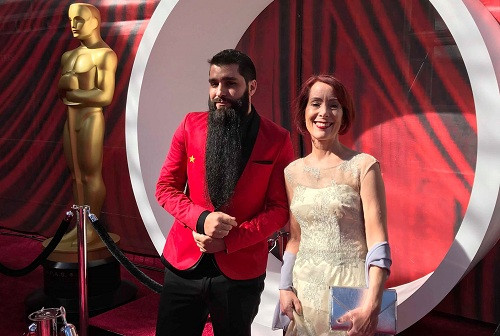 Jordan và mẹ ở Oscar. Hồi tháng 1, anh đưa mẹ đến Việt Nam để tham quan nhiều nơi. 