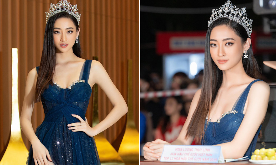 Lương Thuỳ Linh đeo vương miện 3 tỷ đồng, khoe chân dài 1m22 khi đi tìm người kế nhiệm