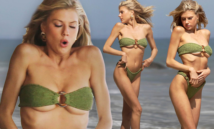 'Bom gợi cảm' Charlotte McKinney mặc bikini siêu bé, chụp ảnh giữa trời lạnh