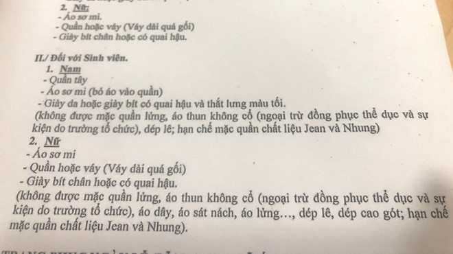 Dự thảo cấm Trường ĐH Bách khoa TP.HCM lấy ý kiến sinh viên không được đi dép cao gót, hạn chế mặc quần chất liệu jeans và nhung. Ảnh minh họa